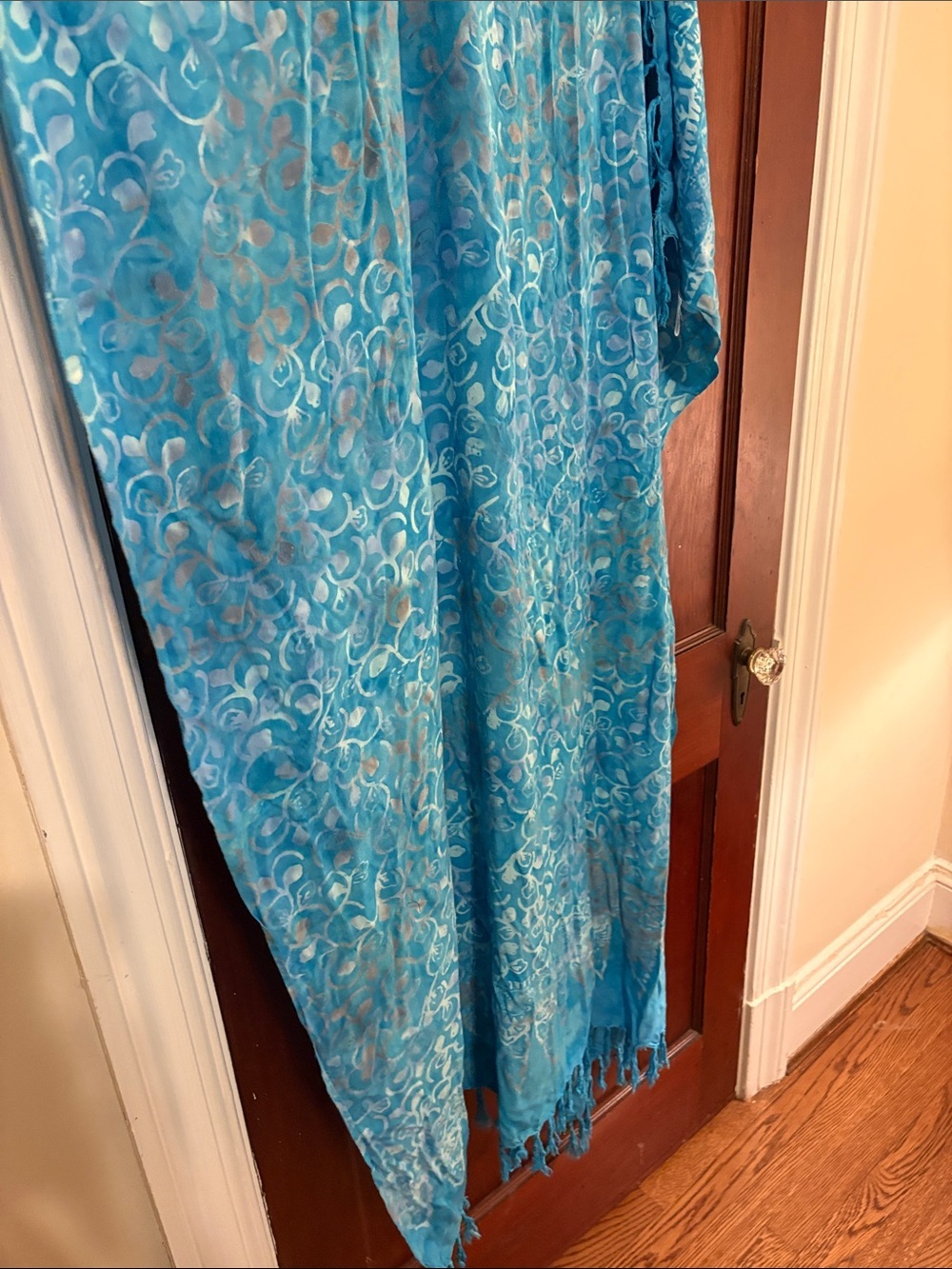 Turquoise Blue Boho Fringe Sarong Wrap - Picture 6 of 6